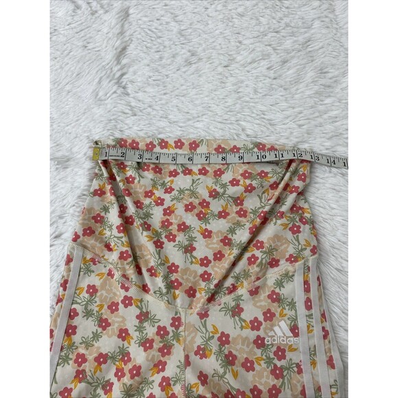 Adidas Sport Leggings Floral Size M Steiped High Waste Gym Yoga Running - Picture 9 of 12